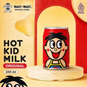Want Want HALAL Hot Kid Milk Minuman Susu Steril Wang Zai Rasa Original Tin Can - 245ml