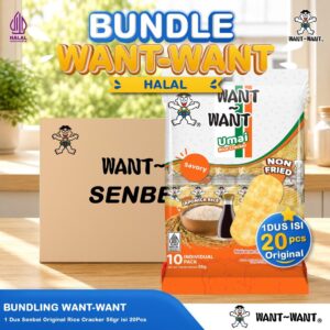 Want Want HALAL Senbei Rice Cracker Original 56Gr x 20 ( 1 dus )