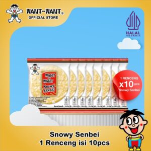 Want Want HALAL Shelly Senbei Snowy Senbei Rice Cracker Original 10.5g x 10pcs (Renceng)