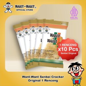 Want Want HALAL Senbei Rice Cracker Original 9gr - 10pcs (Renceng)