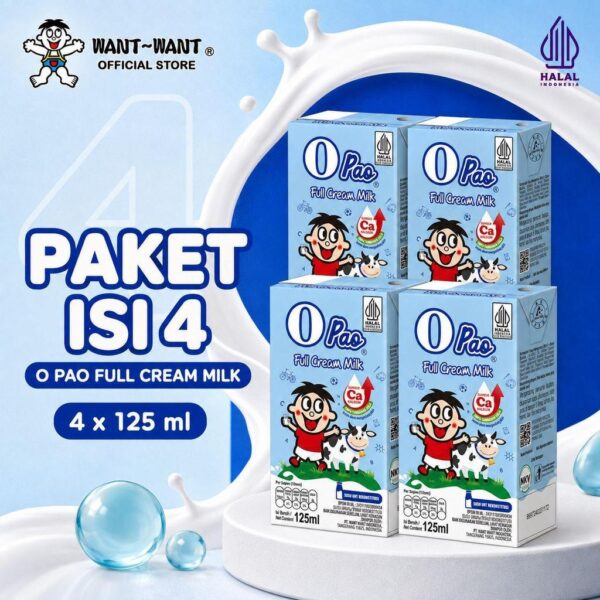 Want Want HALAL Opao Full Cream Drink Minuman Susu UHT 125ml - 4 Pcs